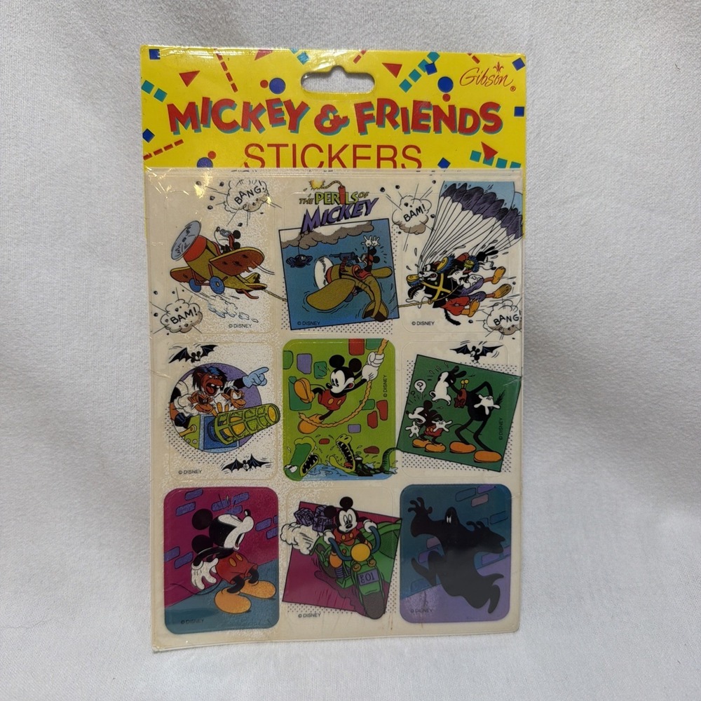 Mickey & Friends Gibson Sticker 4 Sheets New Sealed In Package Disney Vtg 1993